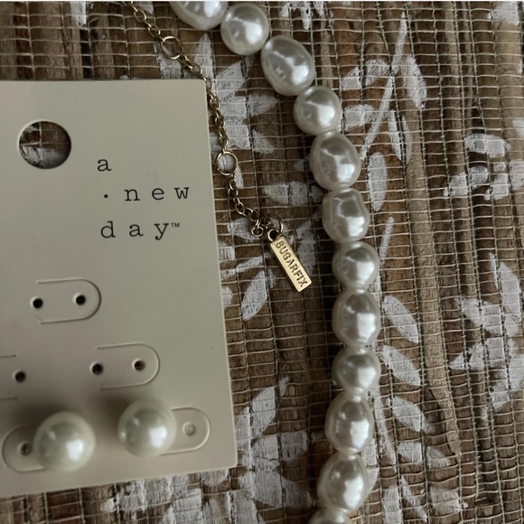A New Day Pearl Earrings & Sugarfix Pearl Necklace - Picture 2 of 4